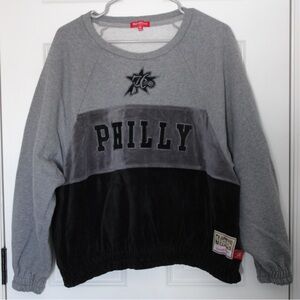Women's Mitchell & Ness Hardwood Classics Philadelphia 76ers Velour Crewneck